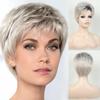 Short Grey Natural Curly Wigs With Bangs For Women Synthetic Heat Resistant White Cosplay Daily Use Wig Ladies Wigs