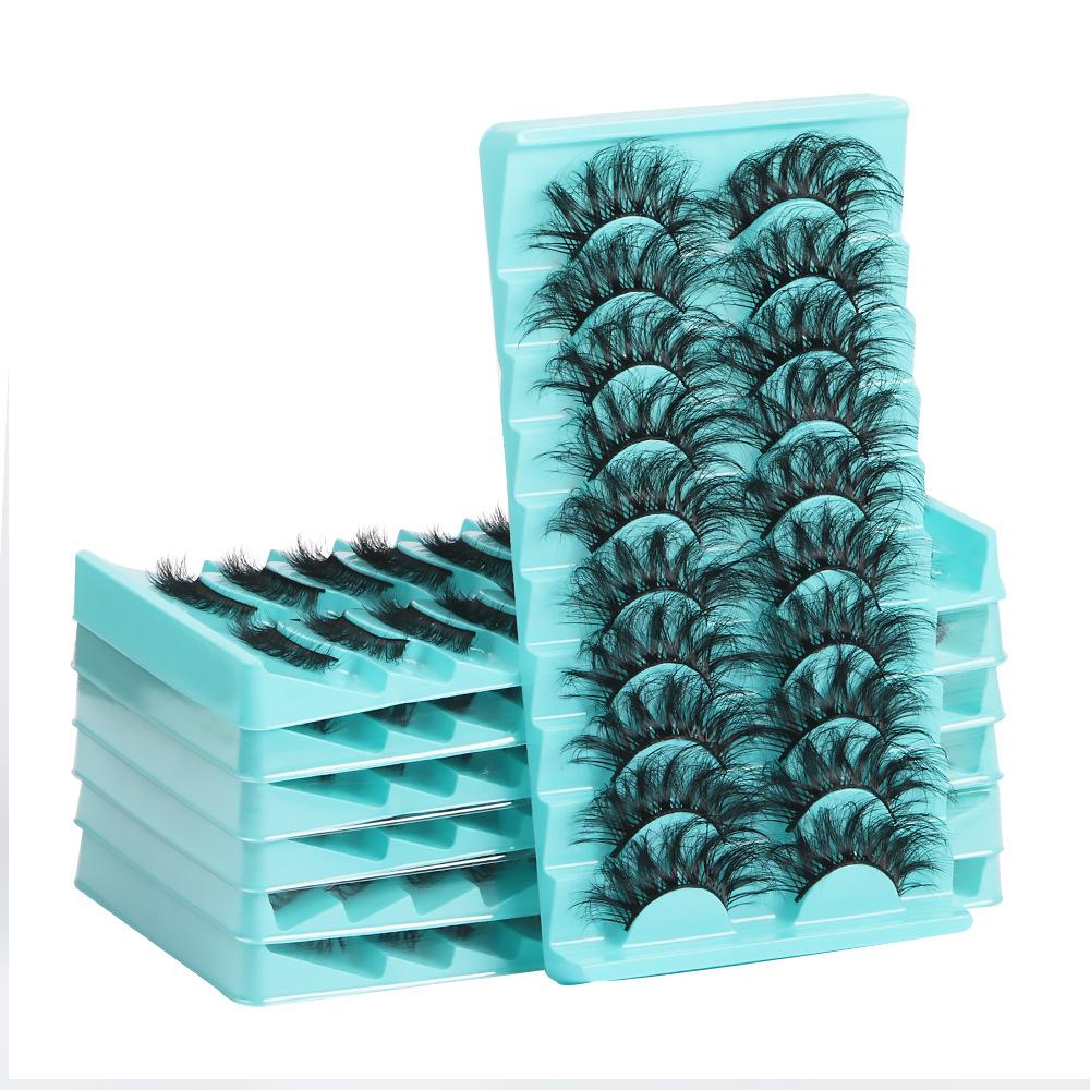 10 Pairs Of Chemical Fiber Eyelashes False Eyelashes Dense Simulation Cross Curl Short Eyelashes