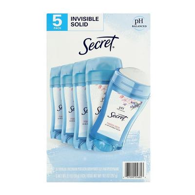 pH Balanced 24 HR Invisible Solid Deodorant Powder Fresh, 5 Pack