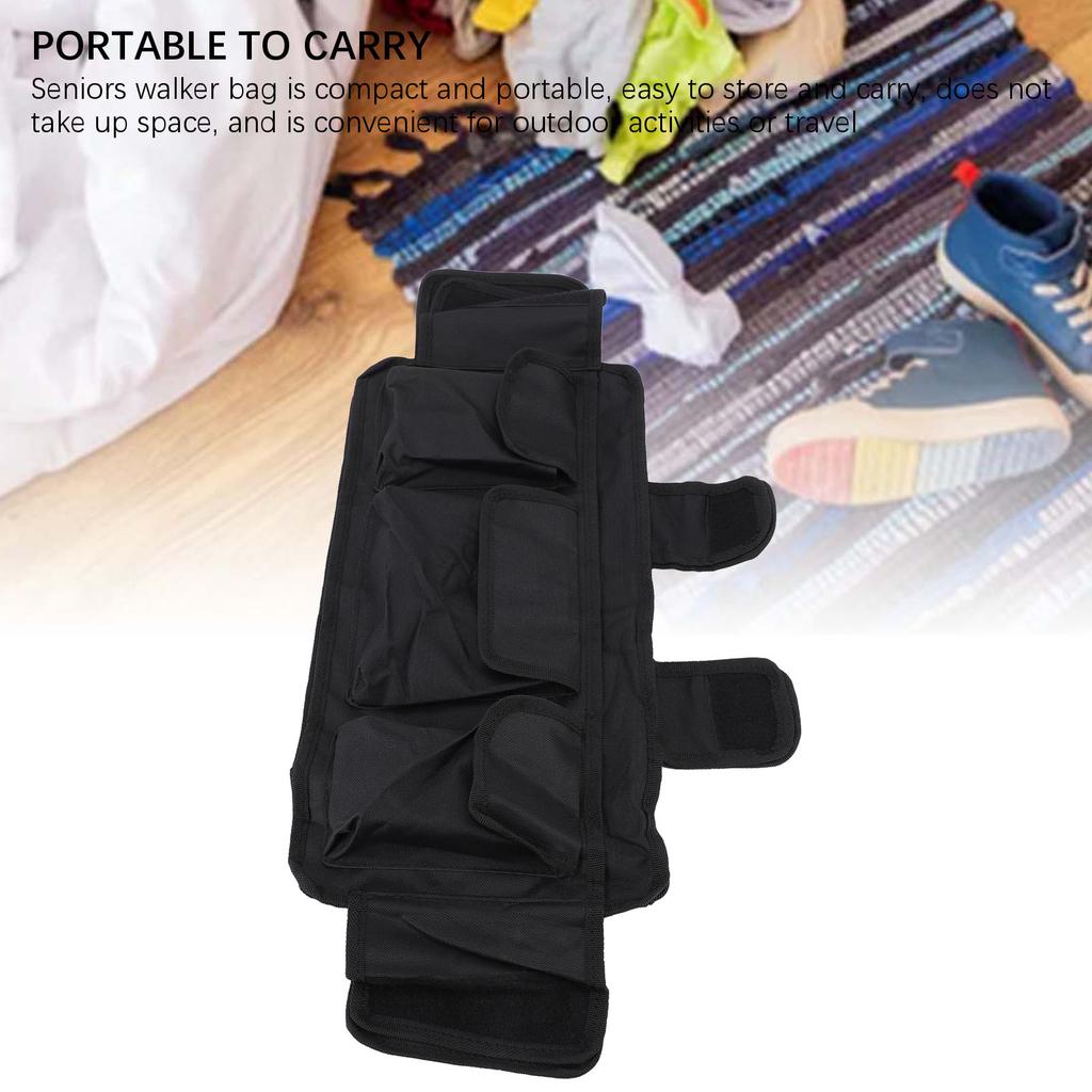 Walker Bag Seniors Foldable Walker Storage Pouch Oxford Cloth Tote with Multi Pockets