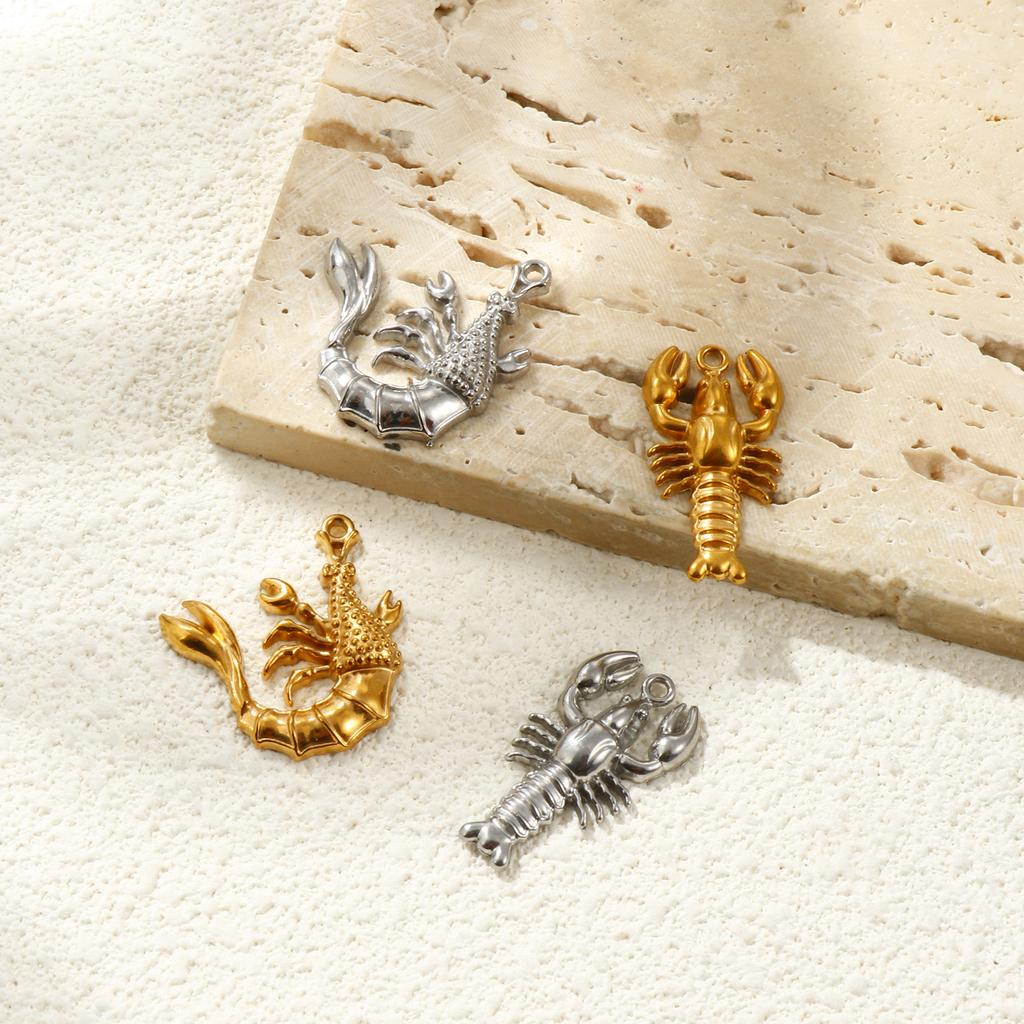 2 PCs 304 Stainless Steel Ocean Jewelry Charms Multicolor Lobster Pendants For DIY Necklace Bracelet Keychains Jewelry Making
