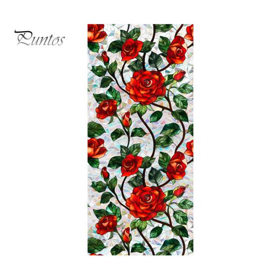 Floral Rainbow Static Sticker Window Privacy Film UV Protection Glass Sticker Non-Adhesive Window Cling for Home Bedroom Living Room Decor