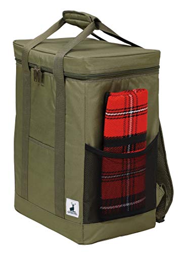Captain Stag (CAPTAIN STAG) Square Backpack-Style Cooler Bag, Olive, UE-620, Size: 34cm W x 23cm D x 45cm H