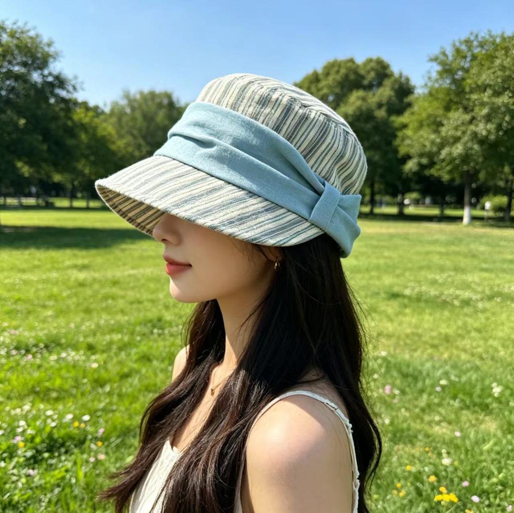 New Equestrian Hat Women's Foldable Big Eaves Sunscreen Hat Summer Travel Versatile Thin Breathable Beret