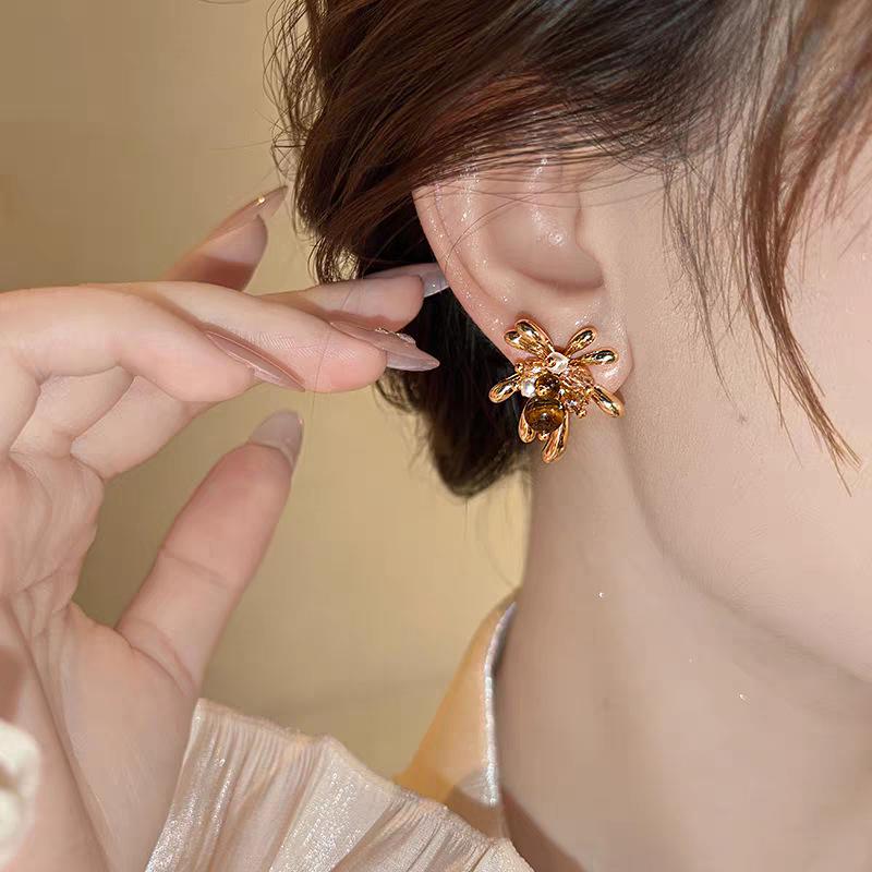 Golden Fireworks Tiger Eye Stud Earrings - Unique, Cool Style with High-End Luxury Feel