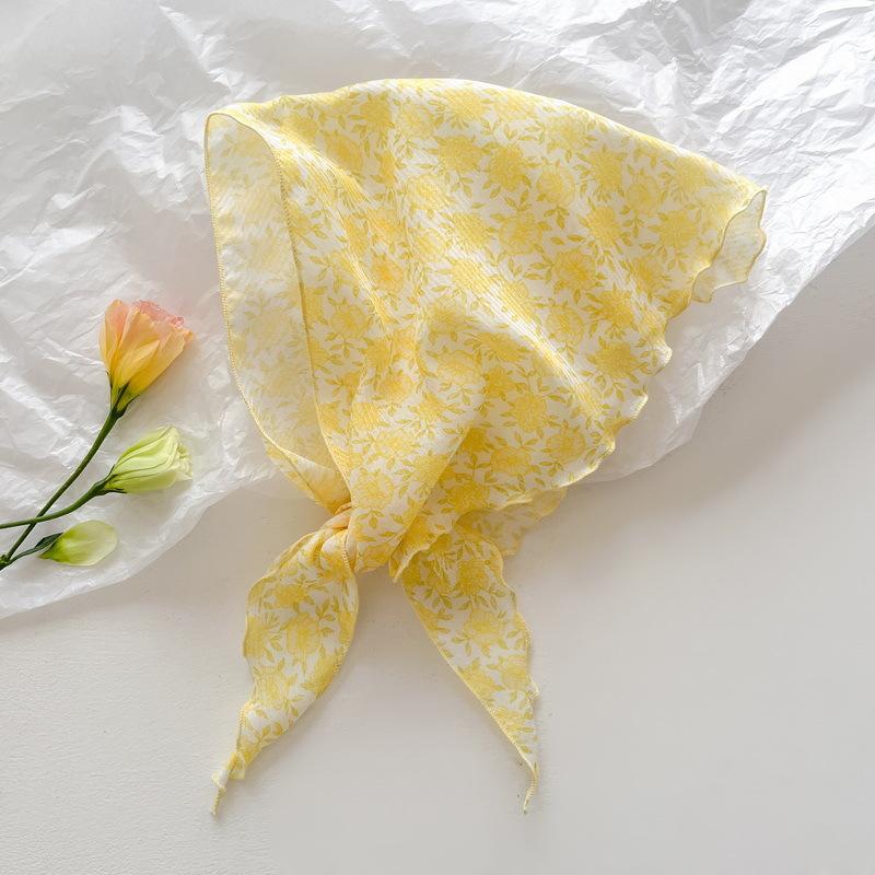 Printed Silk Scarf Women's Binding Bag Multifunctional Soft Girl Color Blocked Headscarf Triangle Korean Ins Temperament Cross-border