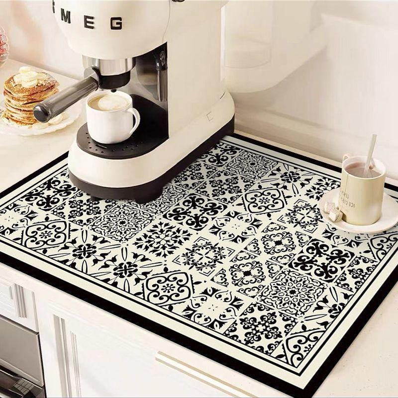 Супервпитывающий Быстросохнущий Нескользящий Кухонный Коврик - Коврик для Сушки Посуды на Столешницу Обеденный Стол - Легкоочищаемая Поверхность и Быстросохнущая Конструкция 4060cm чёрный 1060₽
