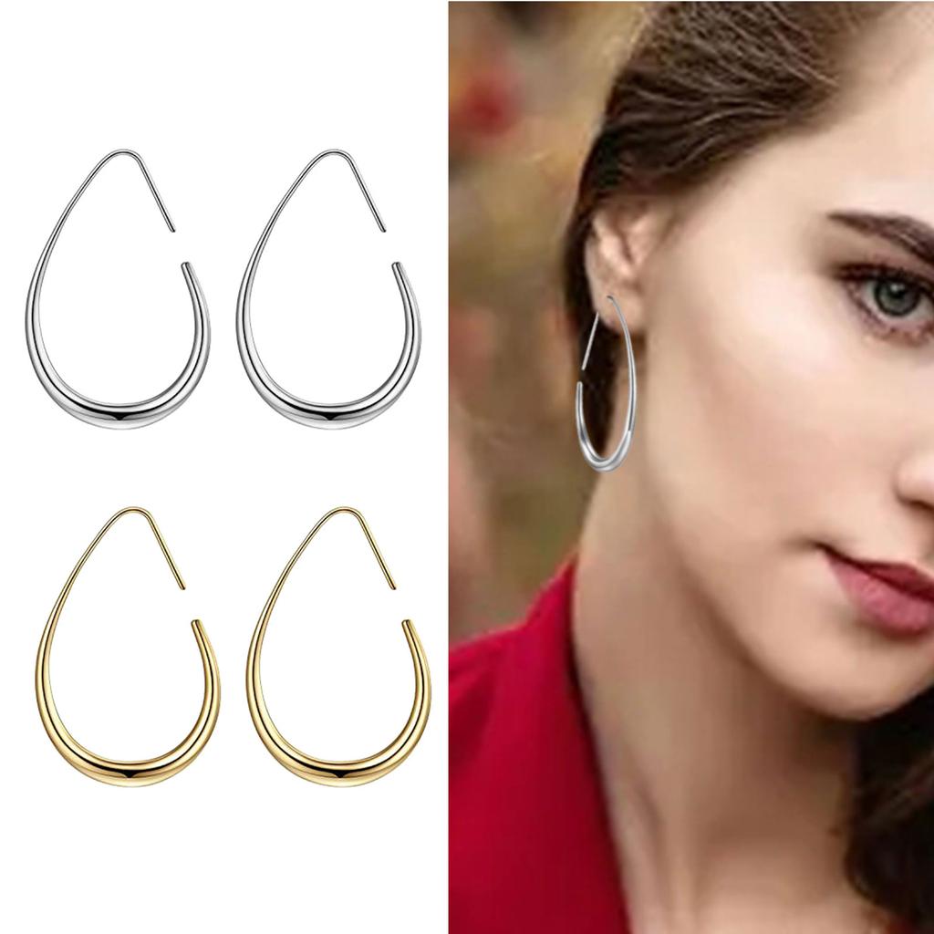 Comfortable Tear Drop Hoop Earrings Stylish Teardrop Hoop Earrings Distinctive Ear Ornament for Fashion Individuals