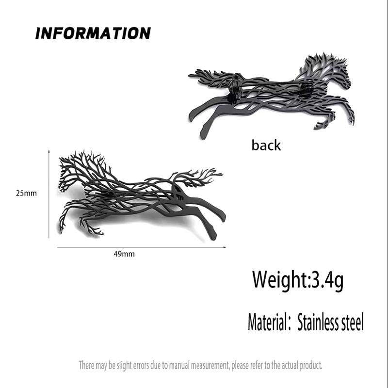 Nerezová ocel Kovová brož Kůň Vintage Zvířecí brože Šperky Pánský oblek Oblečení Odznak Doplňky