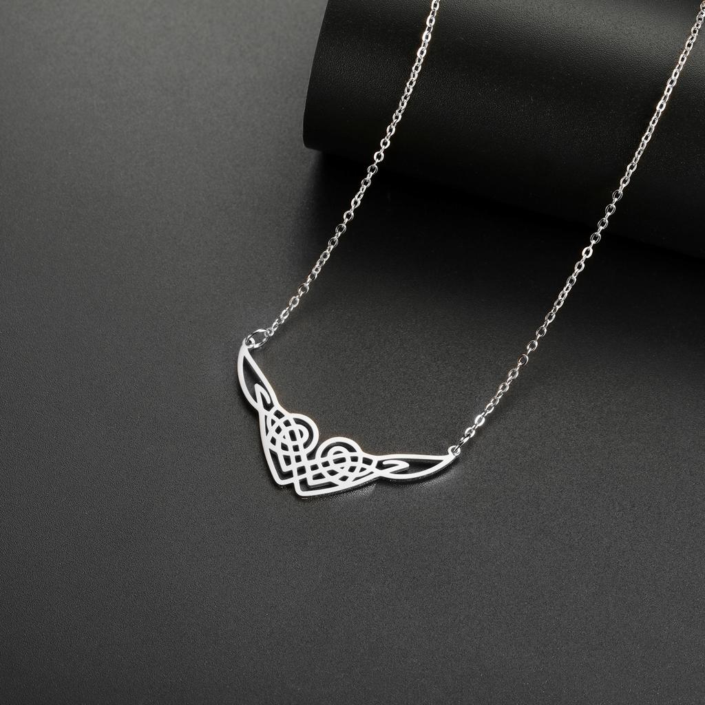 Celtic Heart Knot Necklace for Women Wing Pendant Stainless Steel Jewelry on the Neck Hollow out Accessories Wholesale 2026 New