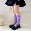 Girls Princess Bow Mid Calf Socks Spring Autumn Solid Student Dance Long Tube Socks For Little Kids