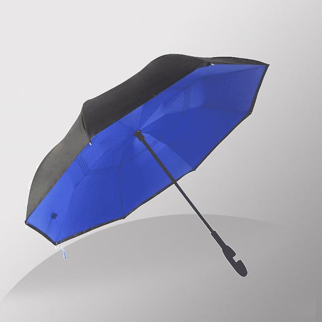 JPZYLFKZL Free Style Creative Long Shank Double Layer Inverted Umbrella Windproof Reverse C-Hook Male Golf Umbrella Reverse