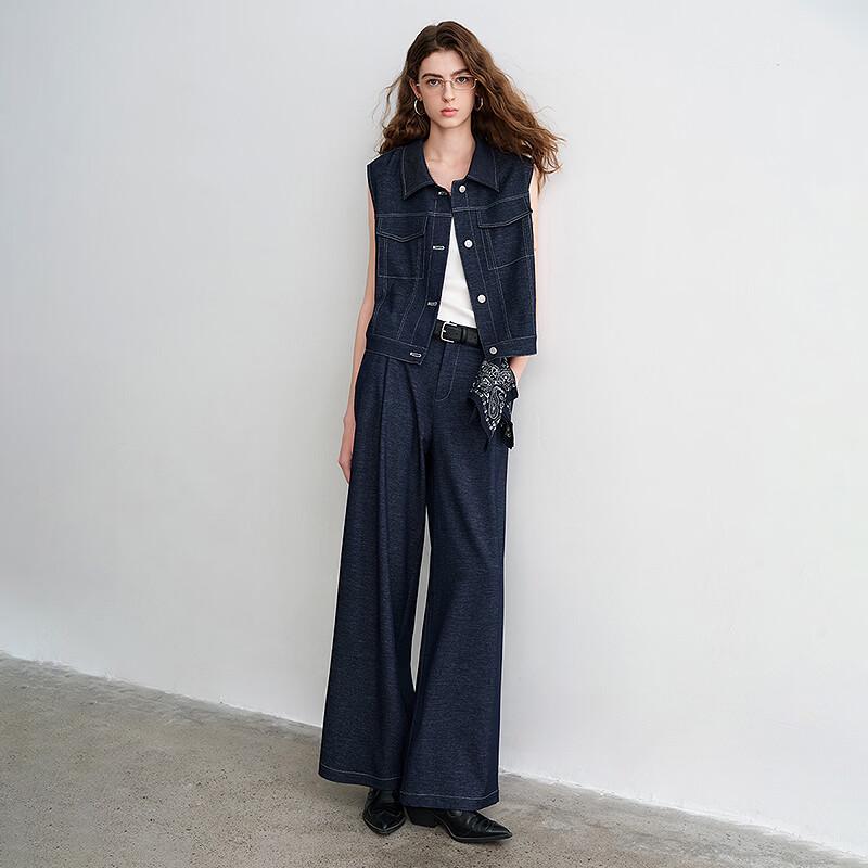 Chuyu Women's Faux Denim Workwear Two-Piece Set