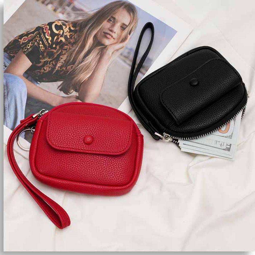 Solid Color Zipper Coin Purse Korean Style Small Item Bag Casual Handheld Wallet  Outdoor