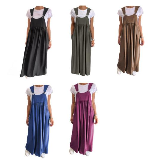 Damenkleid Übergröße Kragenlos Ärmellos Rückenfrei Trägerkleid Einfarbig Plissiert Maxi