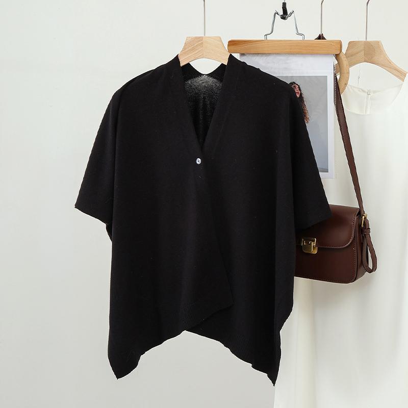Korea Stil Gestrickt Winter Warm Ponchos Cape Damen Schal Einfarbig Femme Knopf Schals Wraps Pashmina Weiblich Bufanda