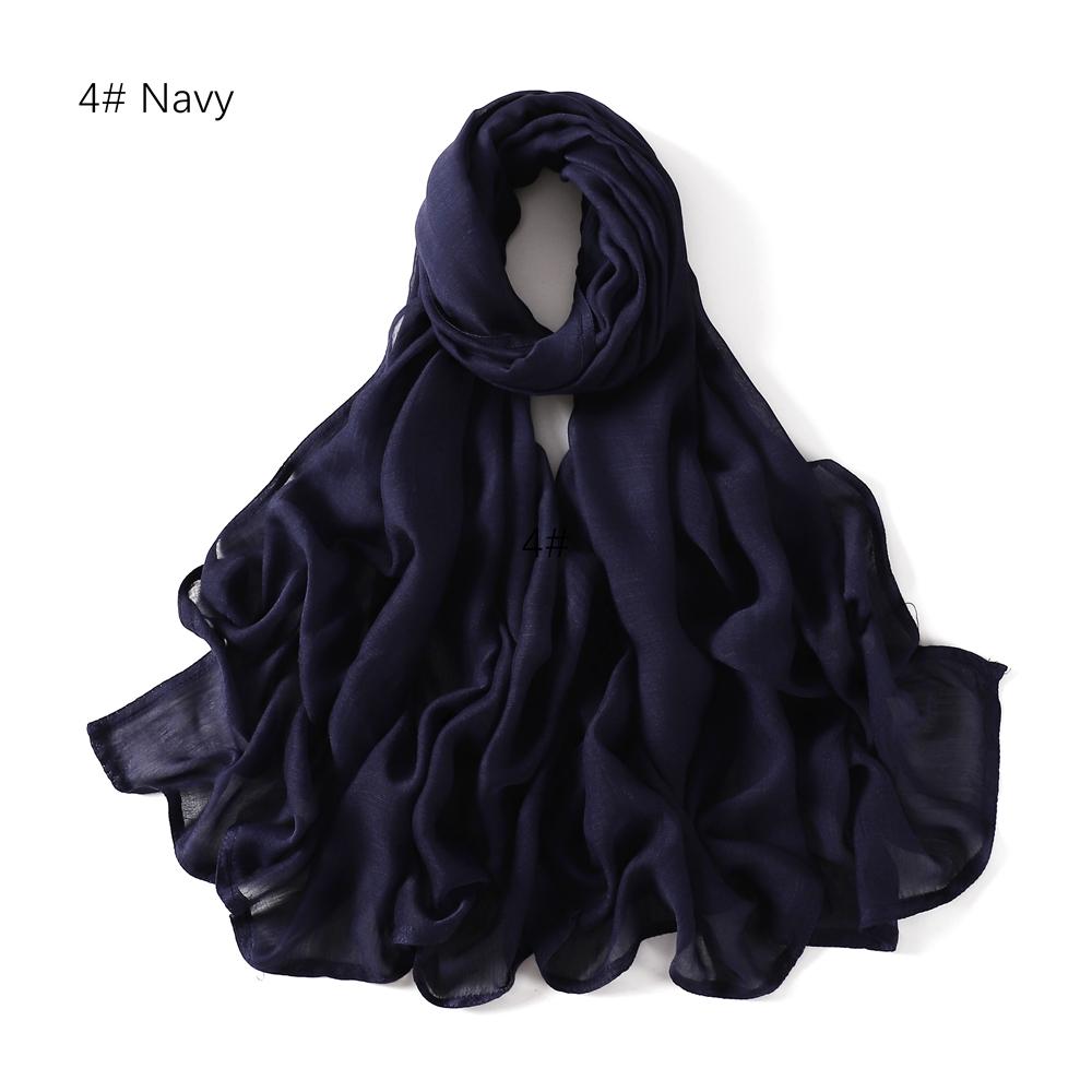 100% Viscose Double Stitches Edge Scarf Hijab Femme Solid Color Long Shawl Muslim Foulard Headscarf Pashmina
