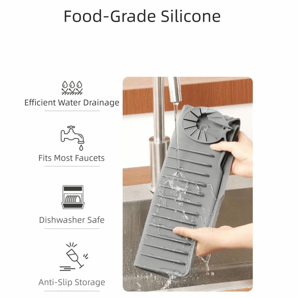 Fast Self-Draining Silicone Faucet Draining Pad Non-Slip Sink Splash Guard  Dish Soap Holder