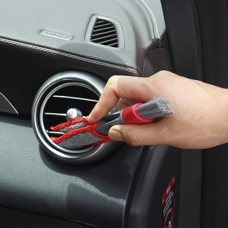 Car Air Conditioner & Dashboard Brush Soft Bristle Double Head Cleaning Supplies for Car Vents & Gaps