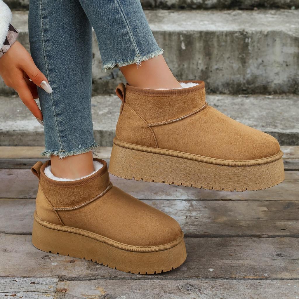 Fashion 2025 New Women Snow Boots Casual Slip-on Wool Warm Indoor Brand Elegant Winter Cashmere Warm Boots Fashion Flat Plus Size Shoes