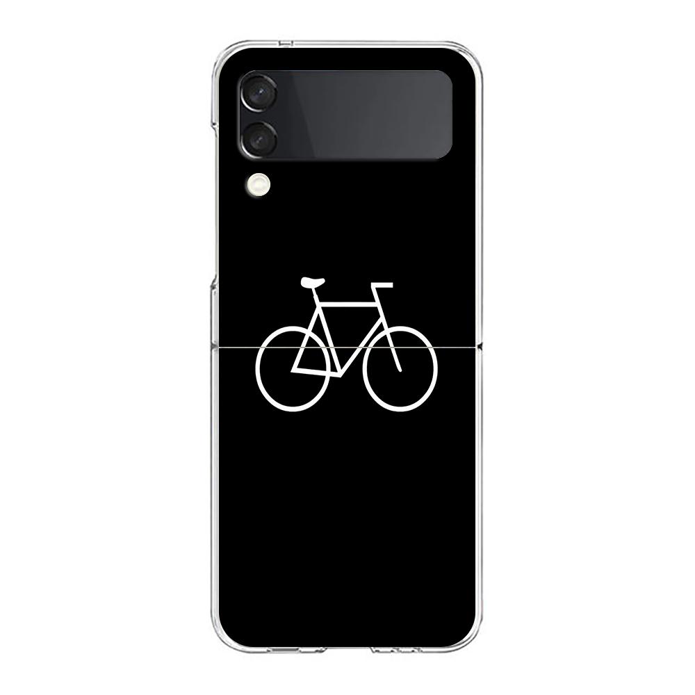 Mountain Bikes Cycling Clear Phone Case For Samsung Galaxy Z Flip 4 Case Thin High Hard PC Shell On For Galaxy Z Flip 3 5G Cover