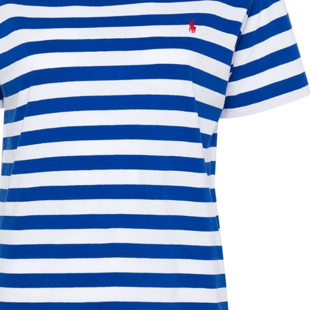 Polo Ralph Lauren Striped Pattern Embroidered Loose Round Neck Short Sleeve T-Shirt Women Tops Dark-Blue 211924295-001