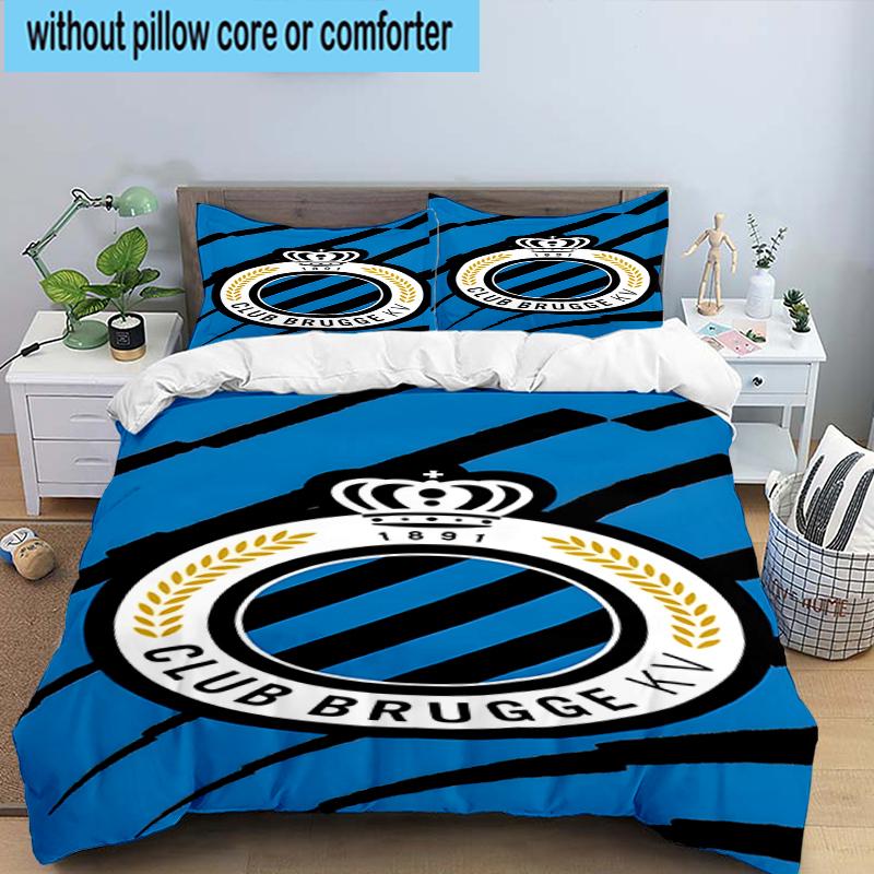 Set Biancheria da Letto con Stemma FC Brugge 3 Pezzi, Include 1 Copripiumino e 2 Federe Perfetto per Camera da Letto, Dormitorio, Regalo di Natale per Fan