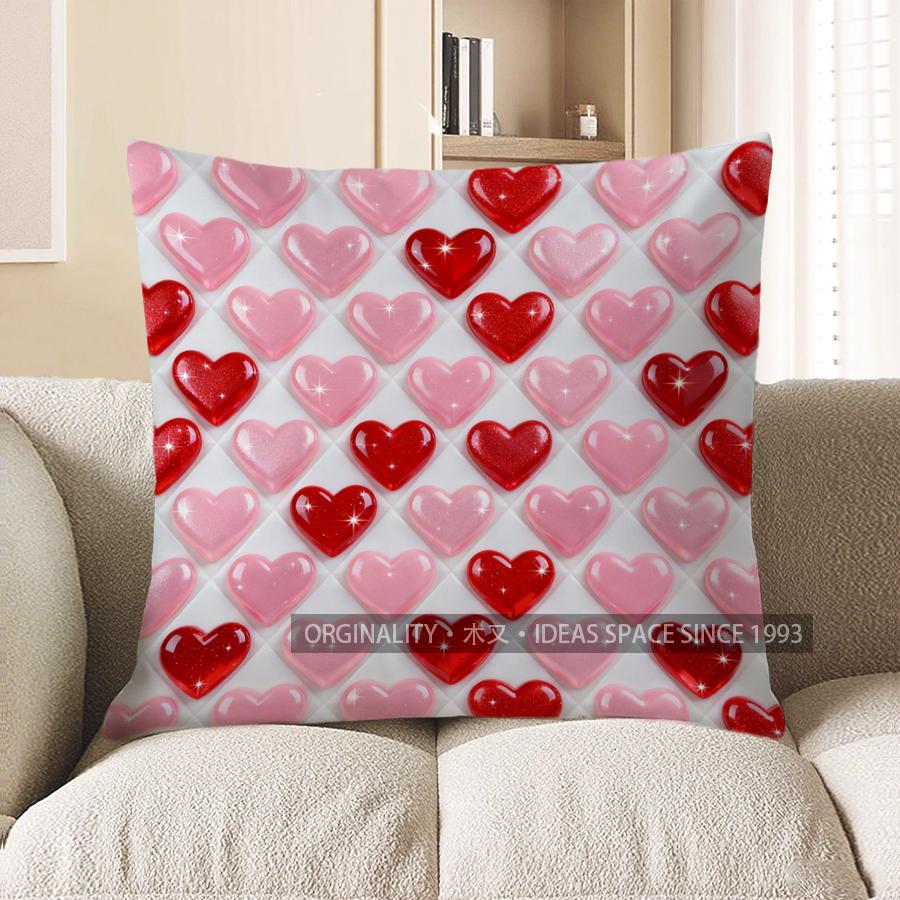 

2D Heart Pattern Cushion Cover For Cozy Decor Pattern Cushion Cover Suitable For Sofa Bedroom Car Pillow Cover 40x40cm