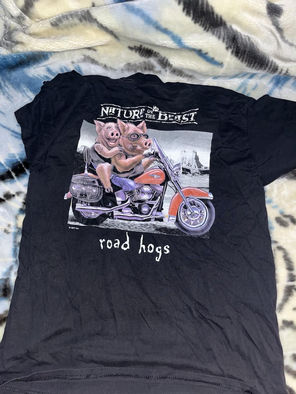 Vintage Road Hogs Biker T-Shirt Nature of the Beast 1990s XXXXL