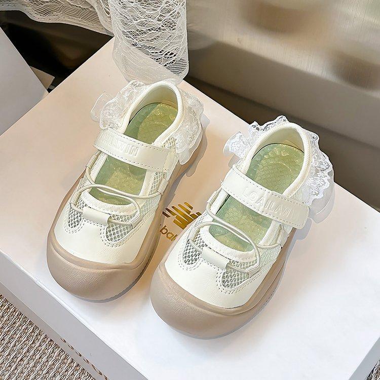 

Girls ballet sports sandals 2025 spring and summer new children s shoes girls breathable soft sole mesh princess shoes 37 бежевый