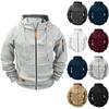 Veste à capuche décontractée à manches longues et fermeture éclair avec poche pour homme, couleur unie