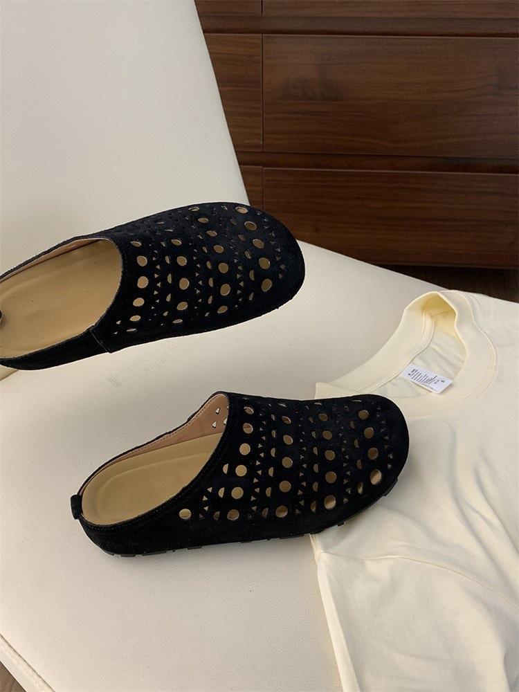 

Полые и дышащие ретро тапочки с закрытой пяткой, женские, для улицы, лето, на одном ходу, для беременных, противоскользящие, влагоотводящие 40 чёрный