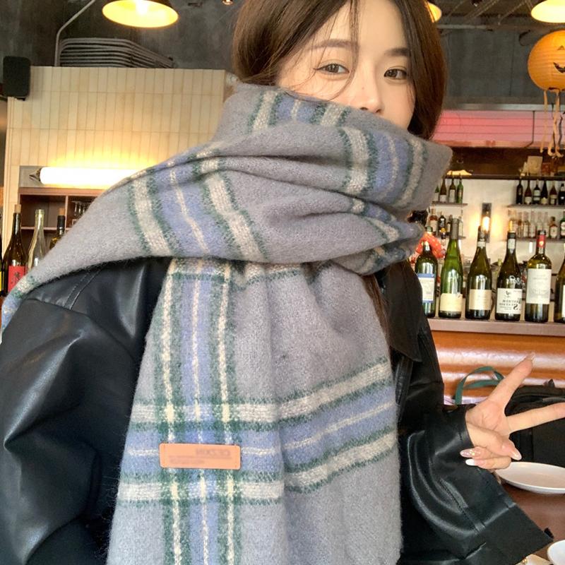 Knitted Scarf Headscarf Winter Women Men Preppy Plaid Tassel Warm Scarve Pashmina Mujer Femme Male Pareo Thick Wrap Shawl Unisex