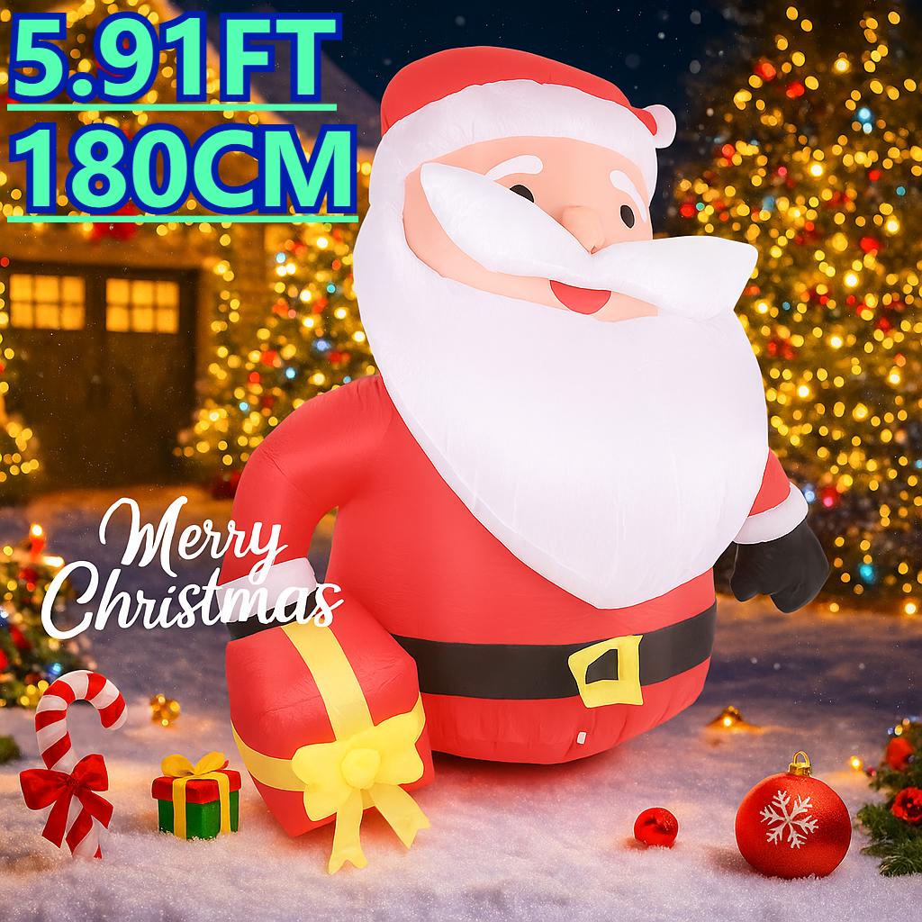 5.91FT Yard Lawn Party Decoration Inflatable Santa Claus Gift Boxes Toy LED light Xmas Home Supplies Ornaments Christmas Gift