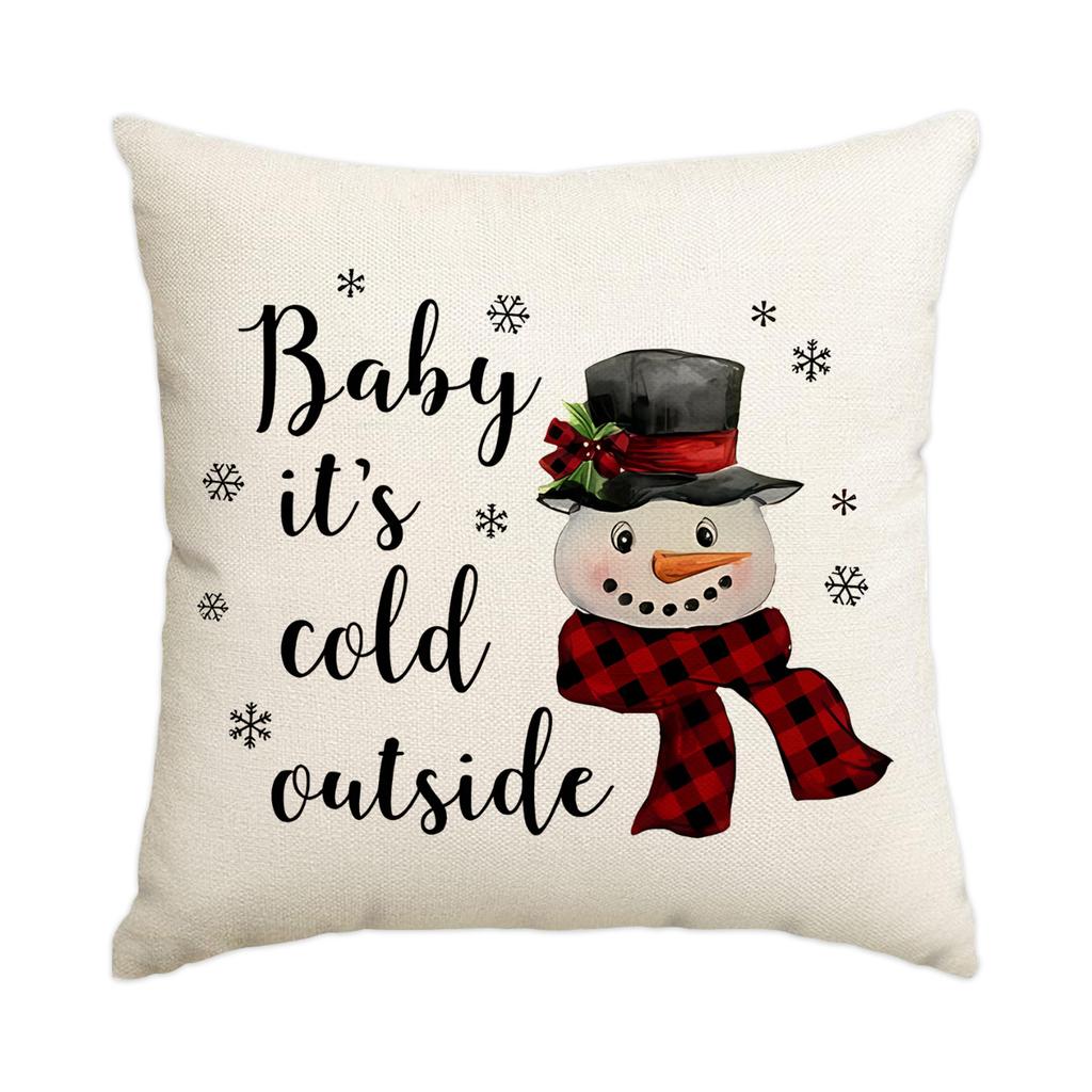 1/4pcs Christmas Pillow Cover, Elderly, Snowflake, Tree Printed Cushion Cover, Christmas Decoration (without Pillow Core)