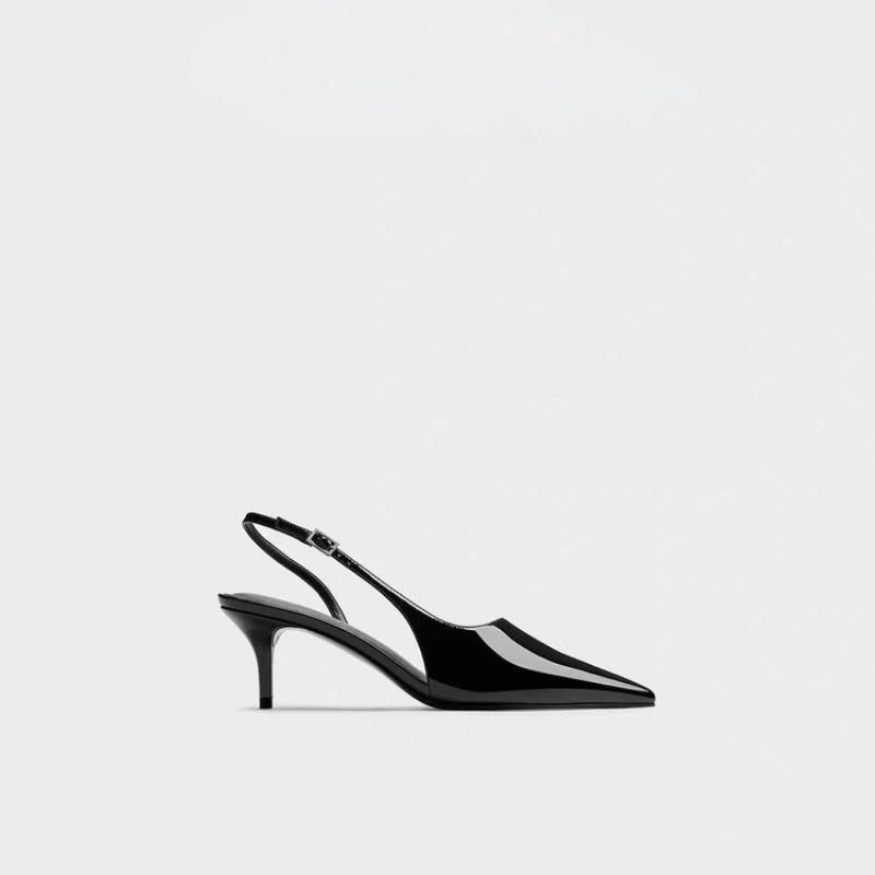 Sharp Pointed Thin Heel Super High Heels Sandals Women Summer New Black Patent Leather Sexy French Toe Cap Oversized Sandals