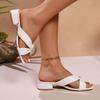 Fashion Shiny Crystal Thick Heels Sandals for Women Plus Size Cross Band Square Toe Slippers 2025 Summer Lightweight Comfort Beach Shoes