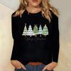Women's Daily Casual Long Sleeve Christmas Print O-neck Top