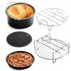 5pcs/Set Air Fryer Accessories for Baking Cooking (Cake Barrel, Pizza Pan, Metal Holder, Silicone Mat)