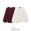 Araltay New Arrival Fashion Style Women's Clothing Fashion All-Match Minimalist Pure Color Ruched Shirt Tops 1300636