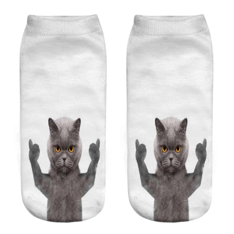 New 3D Print Funny Cute Cartoon Kitten Unisex Creative Colorful Multiple Cat Face Happy Low Ankle Socks For Women Dropship