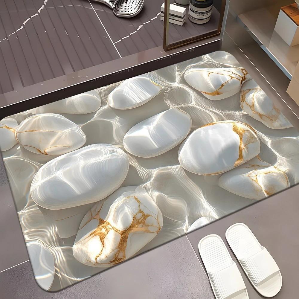 60*90cm Pebble Diatom Mud Floor MATS, Water-absorbing and Anti-slip Foot MATS Specially Designed for Bathrooms and Kitchens, Foot MATS