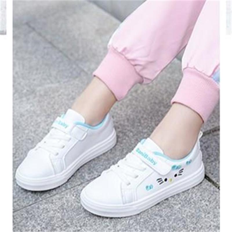 2025 Children's Little White Shoes Girls' Student Flat Bottom Casual Sports Shoes Low Top Spring Korean Plate Shoes