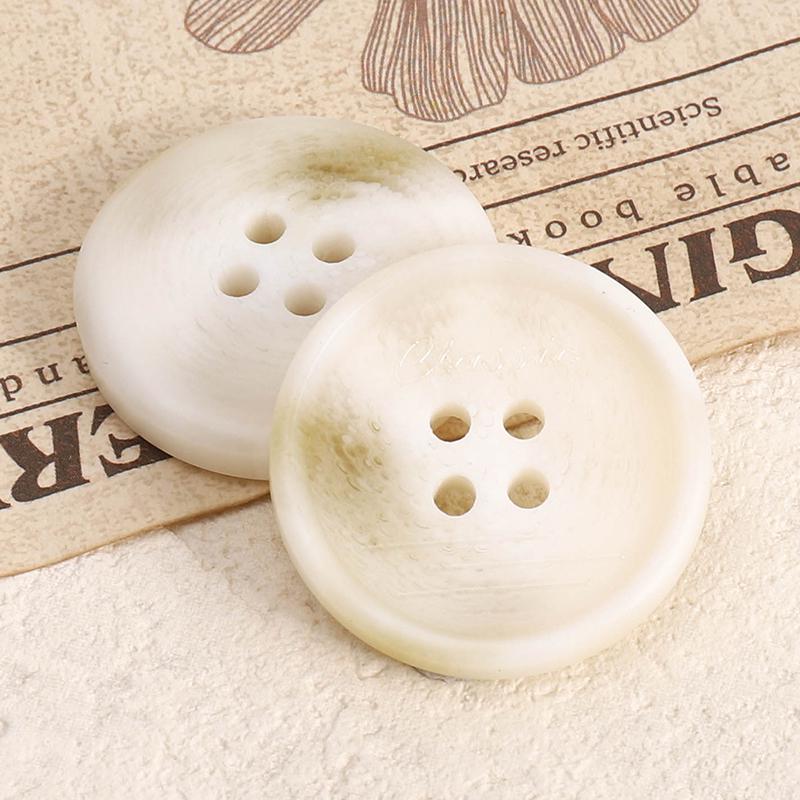 Versatile Beige Resin Coat Buttons: Summer Wear Woolen Round Four-Hole Design for Men and Women