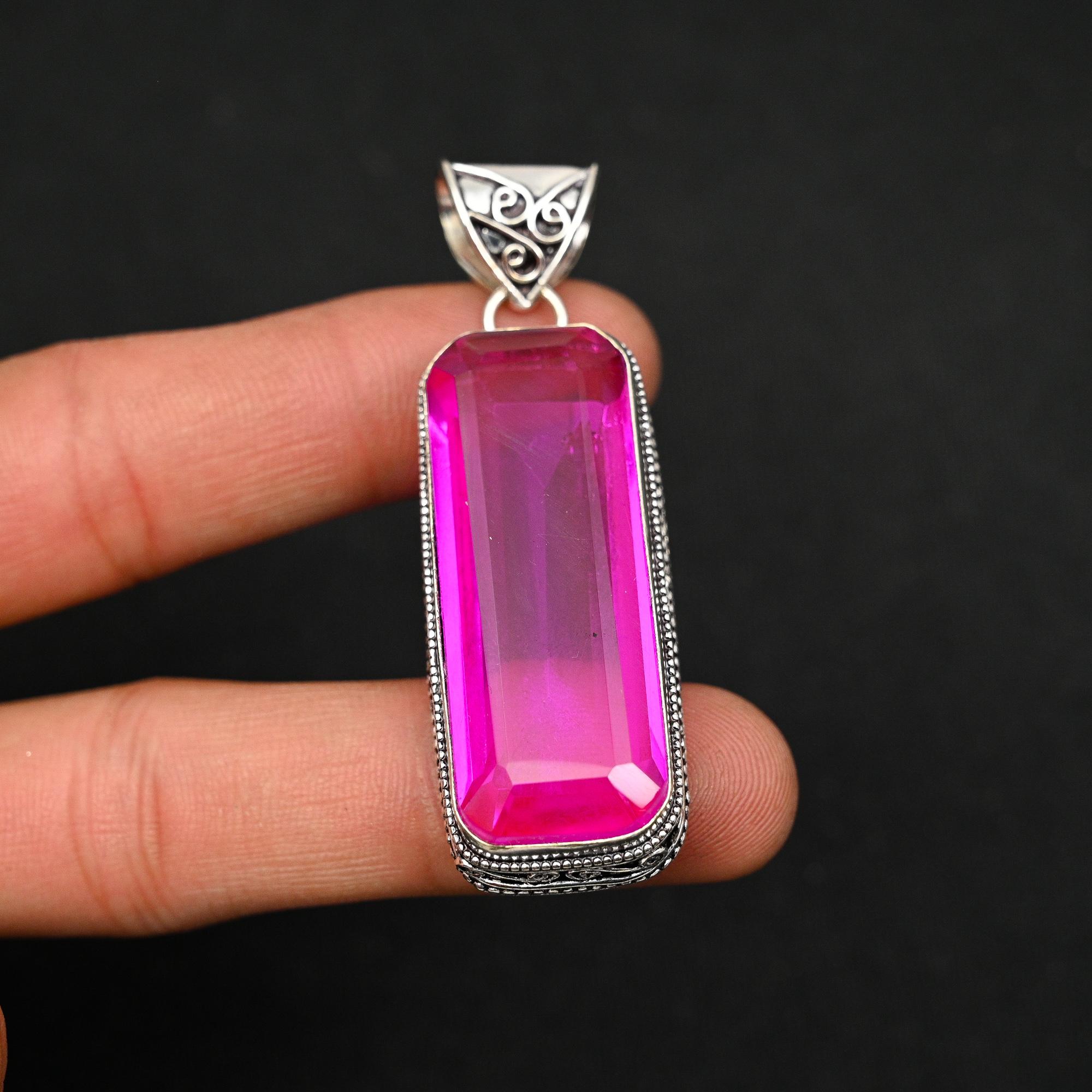 

Розовый турмалин, драгоценный камень, ювелирное изделие из стерлингового серебра 925 пробы, подарочная подвеска LK-28