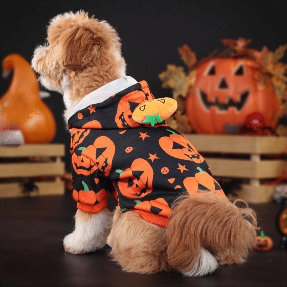 Stretchy Pumpkin Printed Hoodie Soft Pet jumpsuit Cool Dog Cat Costume Party Cosplay