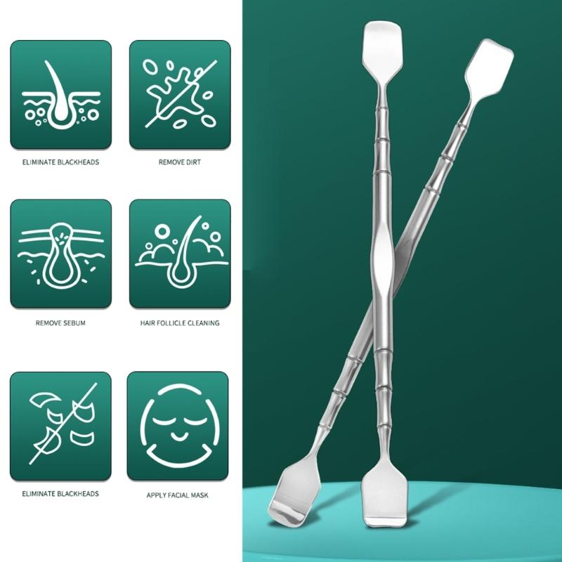 Professional Double Head Face Skin Scraper for Blackheads and Blemishes with Ergonomic Handle for Comfortable Grip