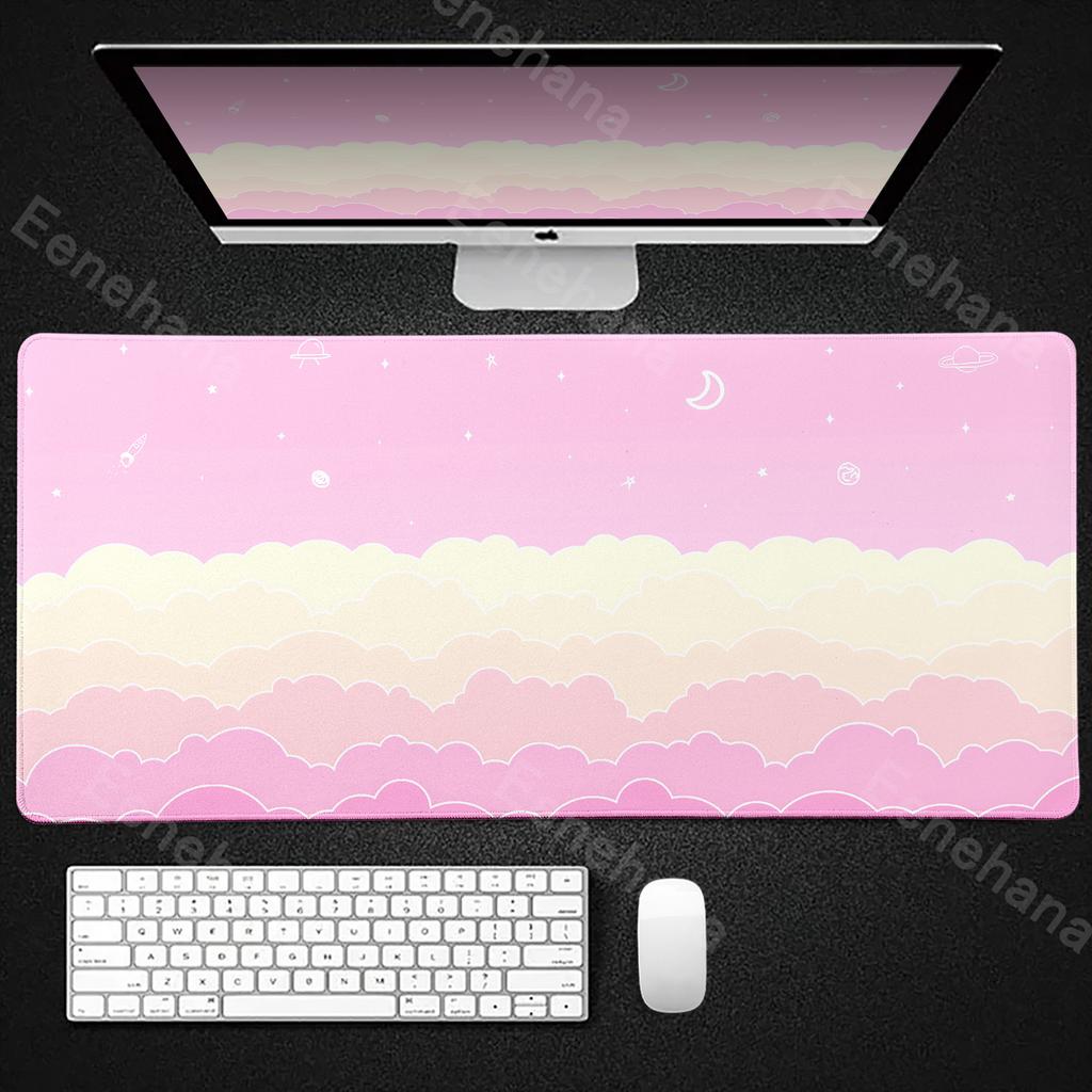 Light Pink Skyscape Mouse Pad Cute Aesthetic Xxl Kawaii Clouds Women Desk Pads Anime Pc Gamer Computer Mat Office Rubber Carpets