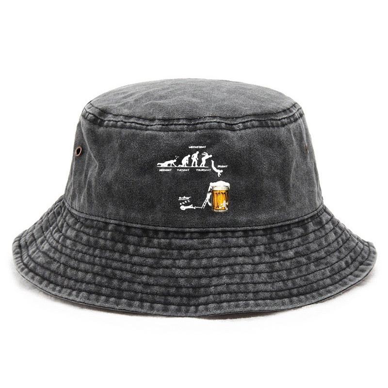 Party Humor Cotton Washed Bucket Hat Vintage Fishing Hat for Men Sun Protection Outdoor Pub Culture Cap Funny Weekend Theme Hats