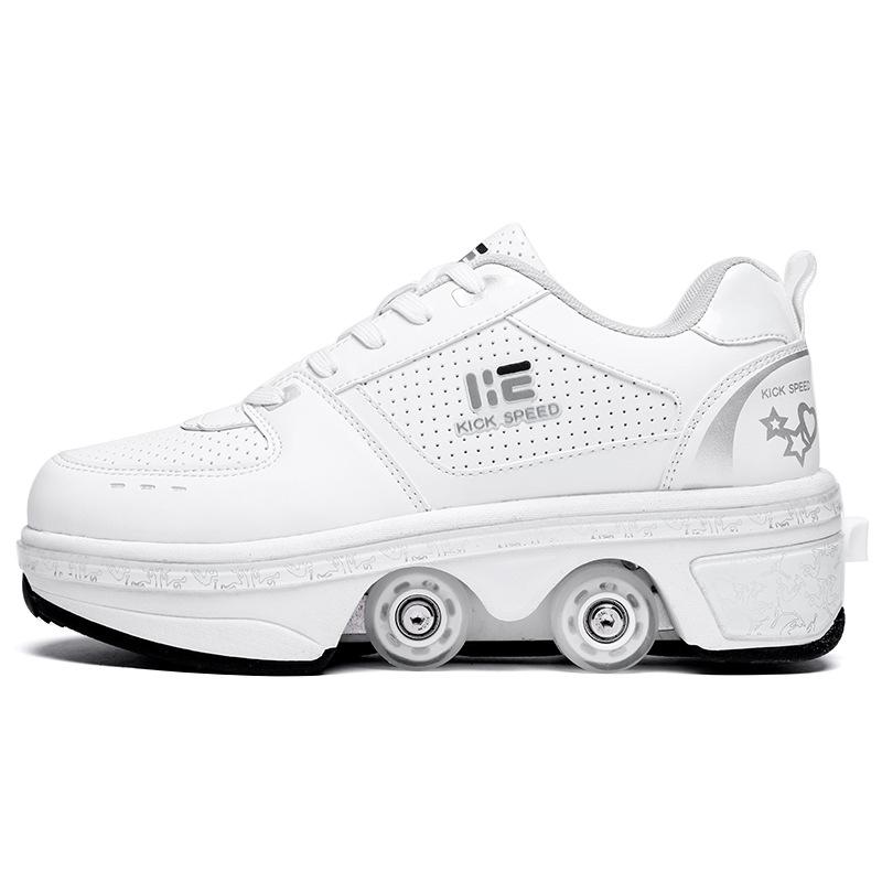 Runaway Shoes Children's Roller Skates Four-wheel Skates Can Be Accepted Skating Roller Skates Double Row Deformation Shoes
